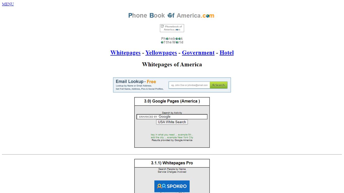 White Pages America by Phone Book of the World.com